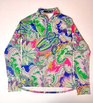 RLX Ralph Lauren Women's Paisley Print Quarter-Zip Performance Golf Top